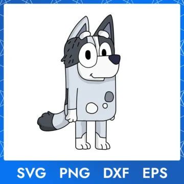 Illustration of Aunt Trixie from Bluey in a cartoon style, available as a digital file in SVG, PNG, DXF, and EPS formats.