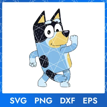 Illustration of the cartoon character Bandit Dad from the show Bluey, available as a digital file in SVG, PNG, DXF, and EPS formats.