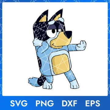 Illustration of the cartoon character Bandit Heeler in digital formats SVG, PNG, DXF, and EPS, available for instant download.