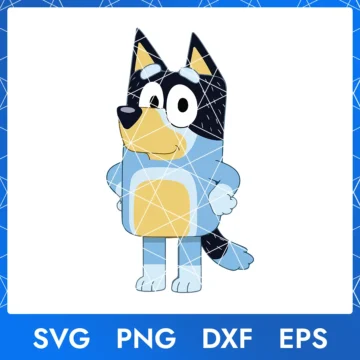 Illustration of the cartoon character Bandit Dog in digital formats SVG, PNG, DXF, and EPS, available for instant download.