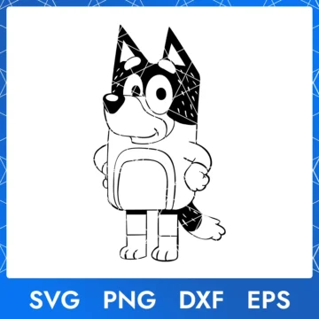Illustration of the cartoon character Bandit Dad Outline from the show Bluey, available as a digital file in SVG, PNG, DXF, and EPS formats.