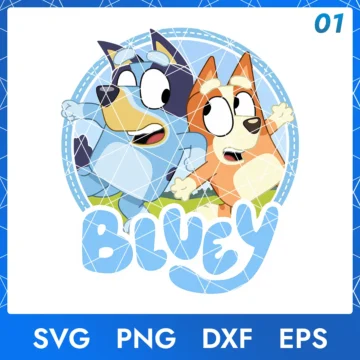 Illustration of the cartoon character Bluey and Bingo in digital formats SVG, PNG, DXF, and EPS, available for instant download - No.1