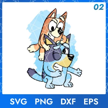 Illustration of the cartoon character Bluey and Bingo in digital formats SVG, PNG, DXF, and EPS, available for instant download - No.2