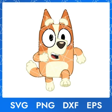 Illustration of the cartoon character Bluey Bingo in digital formats SVG, PNG, DXF, and EPS, available for instant download.