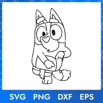 Illustration of the cartoon character Bingo Outline in digital formats SVG, PNG, DXF, and EPS, available for instant download - No.1