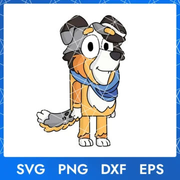 Illustration of the cartoon character Calypso Bluey in digital formats SVG, PNG, DXF, and EPS, available for instant download.