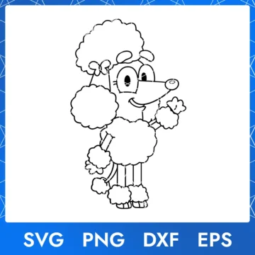 Illustration of the cartoon character Bluey Coco Outline in digital formats SVG, PNG, DXF, and EPS, available for instant download