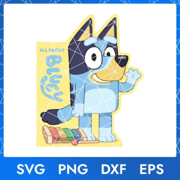 Illustration of the cartoon character Bluey Dog in digital formats SVG, PNG, DXF, and EPS, available for instant download - No.1