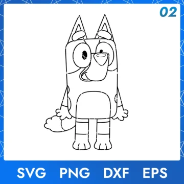 Illustration of the cartoon character Bluey Dog Outline in digital formats SVG, PNG, DXF, and EPS, available for instant download - No.2