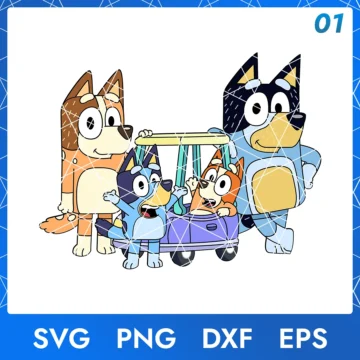 Illustration of the cartoon character Bluey Family in digital formats SVG, PNG, DXF, and EPS, available for instant download - No.1