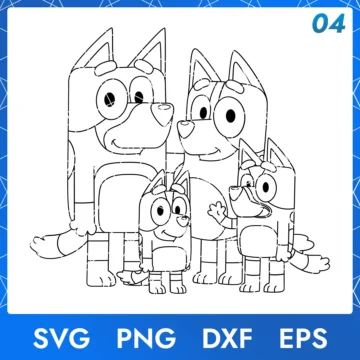 Illustration of the cartoon character Bluey Family in digital formats SVG, PNG, DXF, and EPS, available for instant download - No.4
