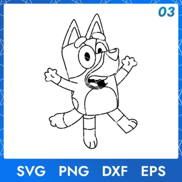 Illustration of the cartoon character Bluey Dog Outline in digital formats SVG, PNG, DXF, and EPS, available for instant download - No.3