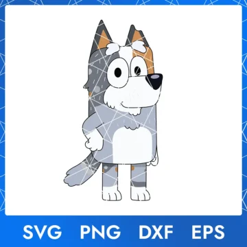 Illustration of the cartoon character Bob Heeler from the show Bluey, available as a digital file in SVG, PNG, DXF, and EPS formats.