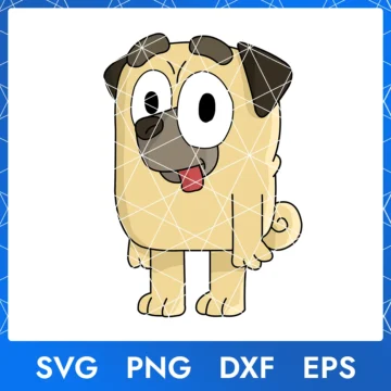Illustration of the cartoon character Bluey brandy in digital formats SVG, PNG, DXF, and EPS, available for instant download.