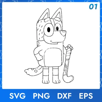 Illustration of the cartoon character Chilli Heeler Outline in digital formats SVG, PNG, DXF, and EPS, available for instant download - No.1