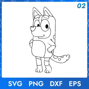 Illustration of the cartoon character Chilli Heeler outline in digital formats SVG, PNG, DXF, and EPS, available for instant download - No.2