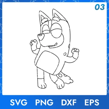 Illustration of the cartoon character Chilli Heeler outline in digital formats SVG, PNG, DXF, and EPS, available for instant download - No.3