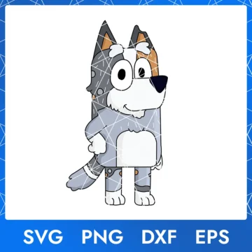Illustration of the cartoon character Grandad Bob from the show Bluey, available as a digital file in SVG, PNG, DXF, and EPS formats.
