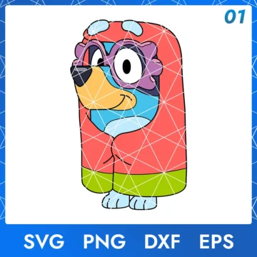 Illustration of the cartoon character Bluey Granny Janet in digital formats SVG, PNG, DXF, and EPS, available for instant download - No.1