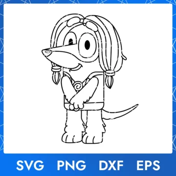 Illustration of the cartoon character Bluey Indy Outline in digital formats SVG, PNG, DXF, and EPS, available for instant download - No.2