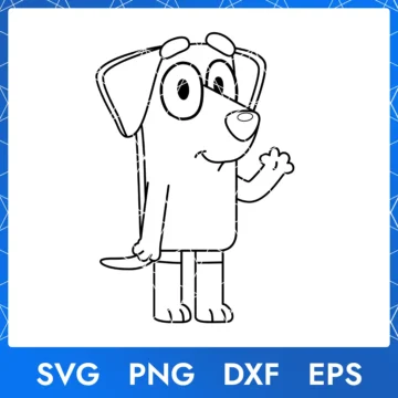Illustration of the cartoon character Jean Luc Bluey Outline in digital formats SVG, PNG, DXF, and EPS, available for instant download - No.2