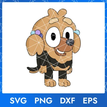 Illustration of the cartoon character Missy Bluey in digital formats SVG, PNG, DXF, and EPS, available for instant download