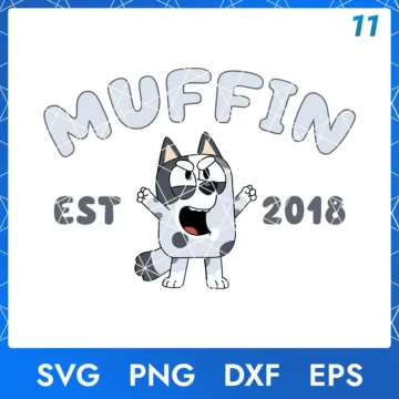 Illustration of the cartoon character Muffin Bluey in digital formats SVG, PNG, DXF, and EPS, available for instant download - No.11