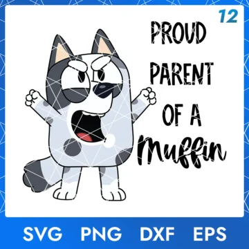 Illustration of the cartoon character Muffin Bluey in digital formats SVG, PNG, DXF, and EPS, available for instant download - No.12