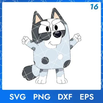 Illustration of the cartoon character Muffin Bluey in digital formats SVG, PNG, DXF, and EPS, available for instant download - No.16
