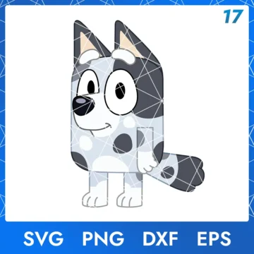 Illustration of the cartoon character Muffin Bluey in digital formats SVG, PNG, DXF, and EPS, available for instant download - No.17