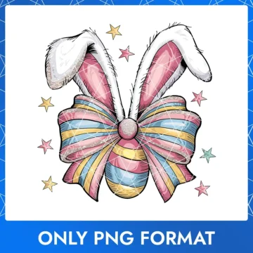 Cute Easter Bunny bow with rabbit ears, perfect for Happy Easter decorations and crafts.
