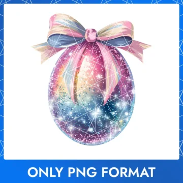 Celestial-themed Easter bow with an egg, great for Happy Easter backgrounds.