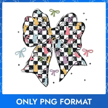 Black and white checkered Easter bow, a stylish touch for Easter Day designs.