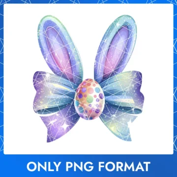 Blue cosmic Easter bow with bunny ears, perfect for Easter Bunny clip art.
