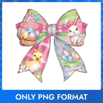 Adorable Easter bow with baby chicks, perfect for Easter Bunny clipart.