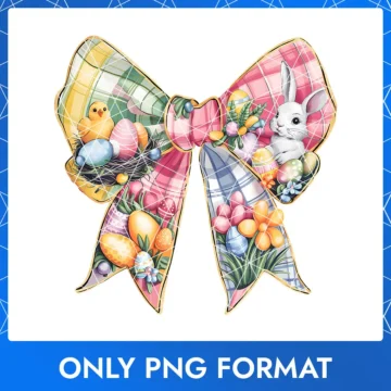 Bright Easter bow with Easter eggs, perfect for Happy Easter clip art.