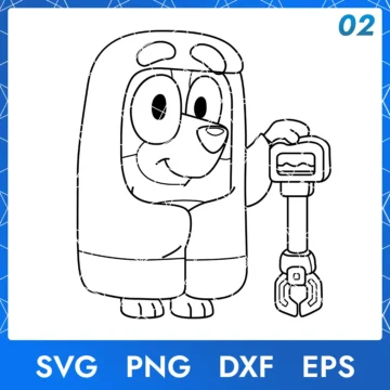 Illustration of the cartoon character Bluey Rita Outline in digital formats SVG, PNG, DXF, and EPS, available for instant download - No.2