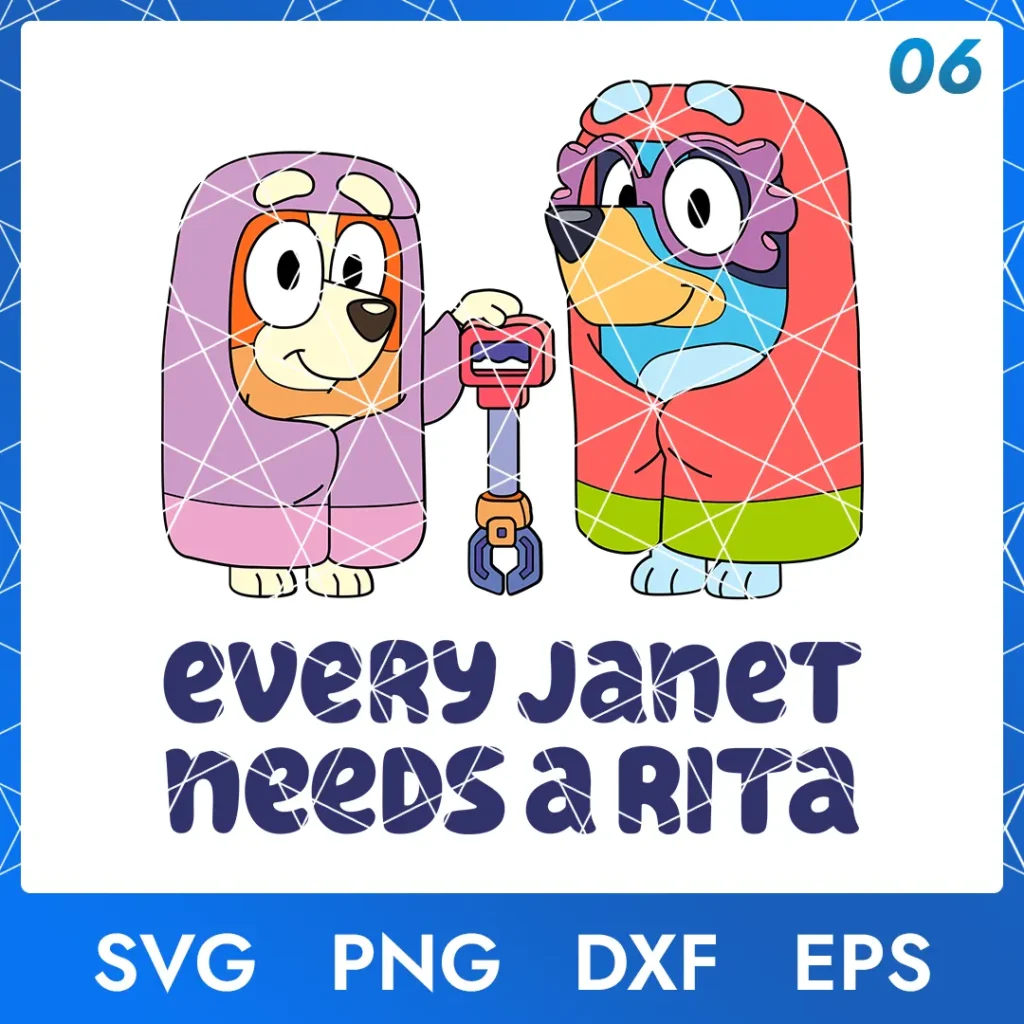 Janet Riley Cartoon Janet and Rita Svg, Png, Dxf, Eps - Digital Download