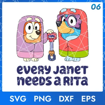 Illustration of the cartoon character Janet and Rita in digital formats SVG, PNG, DXF, and EPS, available for instant download - No.6