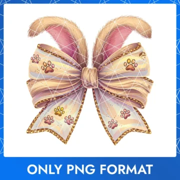 Adorable Easter bow with puppy paw prints, a fun design for pet lovers and Easter celebrations.