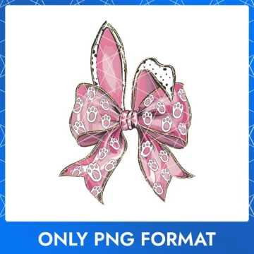 Delicate pink lace Easter bow, perfect for Easter Bunny clipart and decor.