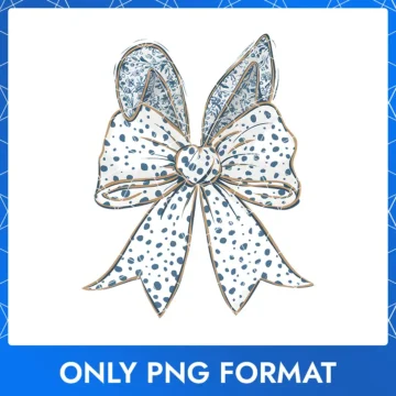 White and blue polka dot Easter bow, great for Easter Bunny pictures and designs.
