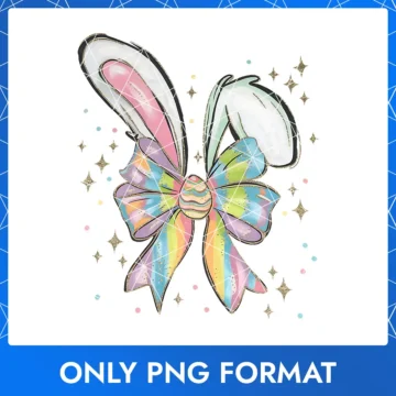 Colorful rainbow bow with bunny ears, perfect for Easter Bunny clip art.