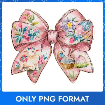 Floral spring garden Easter bow, great for Happy Easter greetings and crafts.