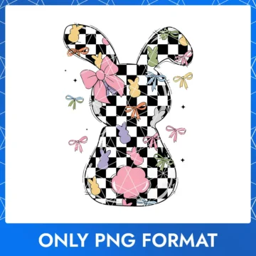 Checkered Easter Bunny with Colorful Bows | Easter Bunny Images for Holiday Crafts