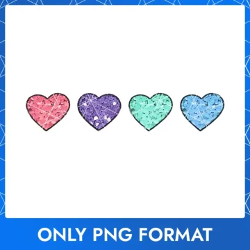 Colorful Glittering Easter Hearts | Sparkly Happy Easter PNG Design