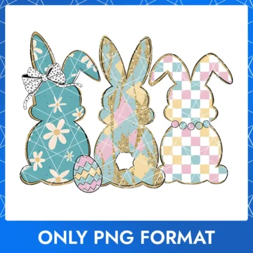 Easter Bunnies with Mixed Patterns | Floral & Gingham Easter Bunny Clipart Collection
