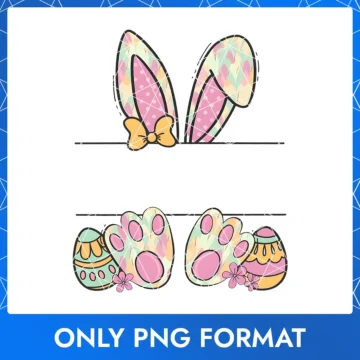 Easter Bunny Split Monogram Sublimation PNG