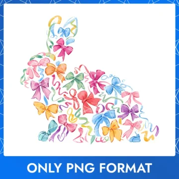 Easter Bunny with Colorful Bow Pattern Background