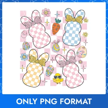 Easter bunny silhouette with pastel checkered design – soft and charming for festive decorations